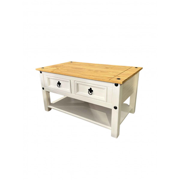 Mesa café con 2 cajones blanca p898-white