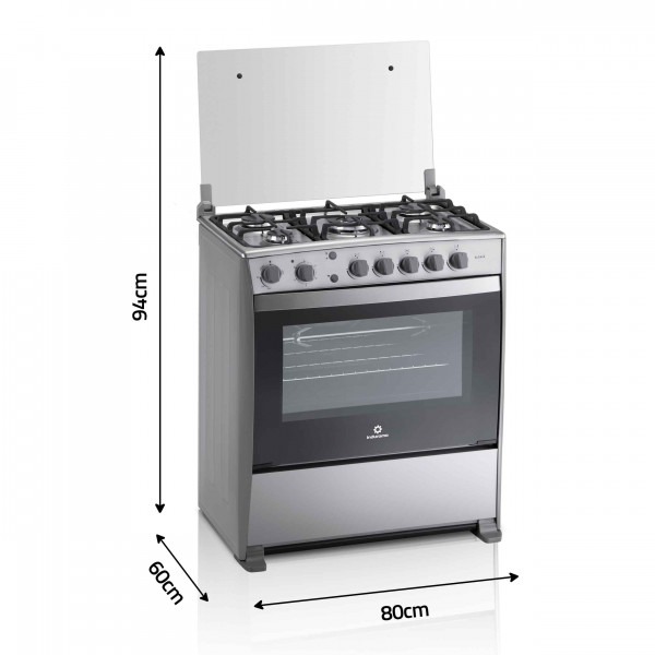 Cocina 4h supergas indurama viena quarzo cromada grill electrico