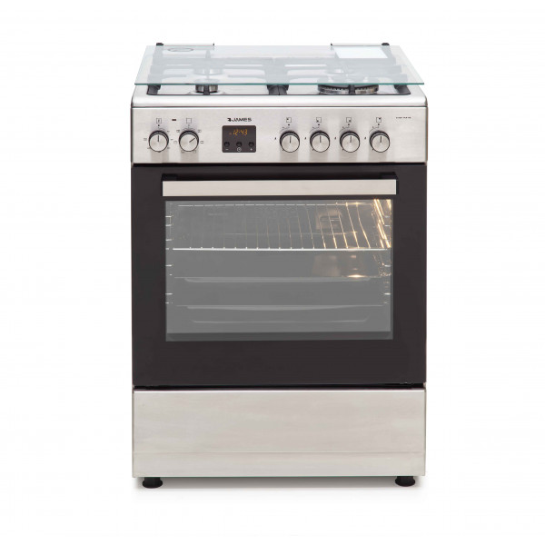 Cocina combinada 3+1 james  c-25 a tks inox frente acero ● grill eléctrico ● 3 horn. gas ● 1 disco ● encendido