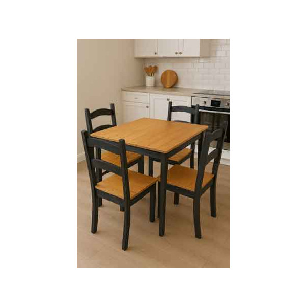 COMEDOR MADERA 4 SILLAS CON NEGRO JC2025-N4