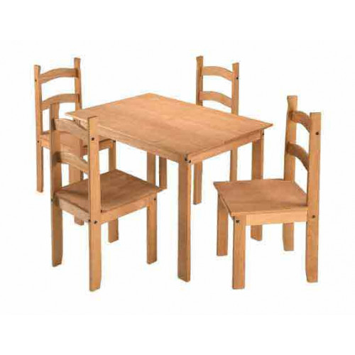 COMEDOR MADERA 4 SILLAS NATURAL JC2024