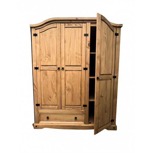 ROPERO MADERA 3 PTAS 1 CAJ CERA NATURAL 1,50 X 1,90