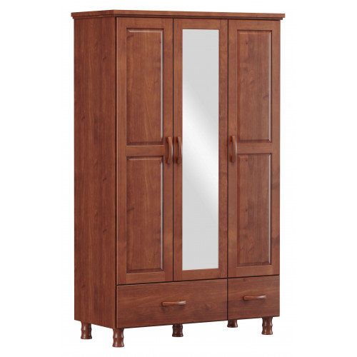 Ropero madera 3 puertas 2 cajones y espejo 195x119x53 1176