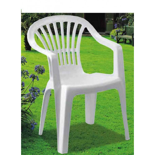 SILLA KING DE PVC BLANCO CON POSABRAZOS