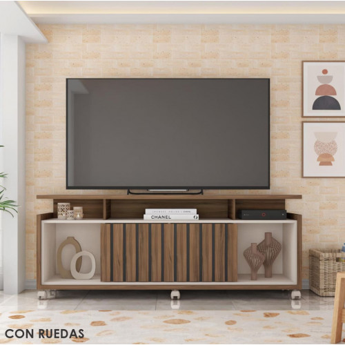 Rack tv 70" Oasis  1.60 puerta corredia nogueira
