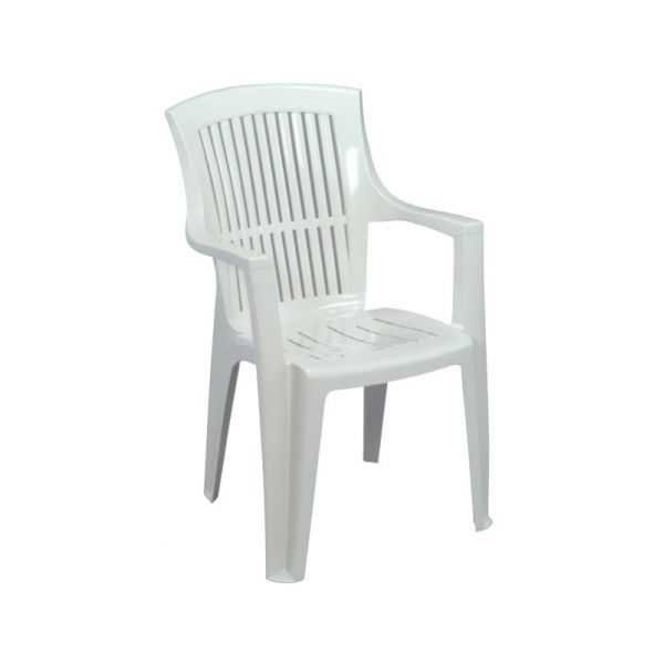 SILLA RESINA ARPA REFORZADA BLANCA CON Apoya Brazos