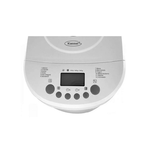 PANIFICADORA KASSEL  12 Programas - Capacidad: 450 a 900 grs.- Timer de 13 horas para programar