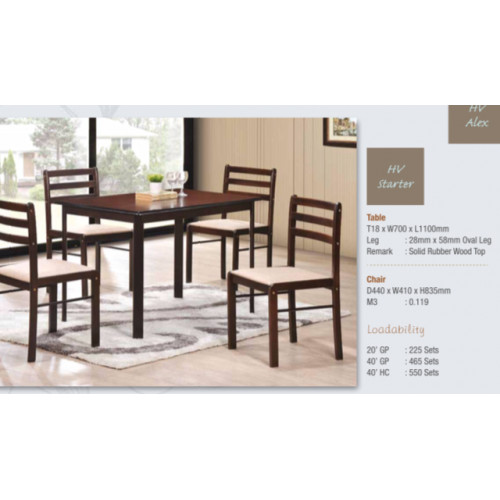 Comedor madera gomero 4 sillas starter