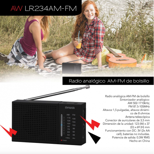 RADIO AIWA AW-LR234AMFM AM/FM CON PILAS