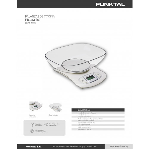 Balanza de cocina punktal pk-04 bc