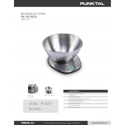 Balanza de cocina punktal pk-09 inox