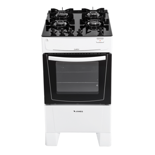 Cocina james supergas mesada de vidrio c-690v blanco 4 hornallas