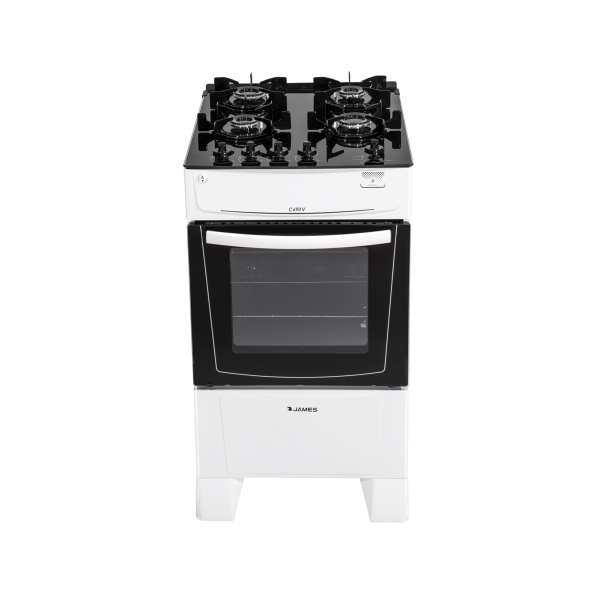 Cocina james supergas mesada de vidrio c-690v blanco 4 hornallas