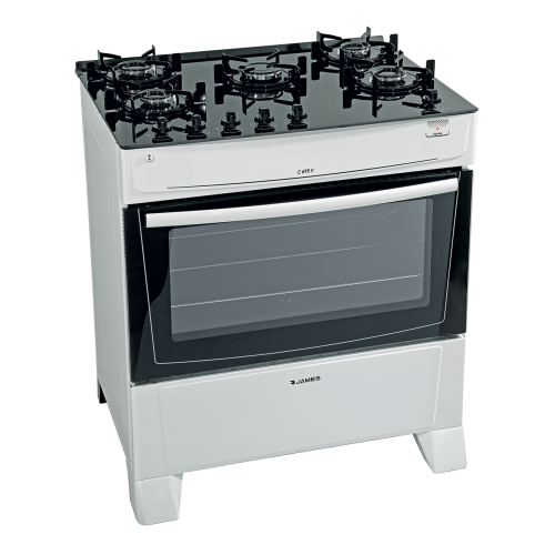 Cocina james supergas mesada de vidrio c-690v blanco 5 hornallas