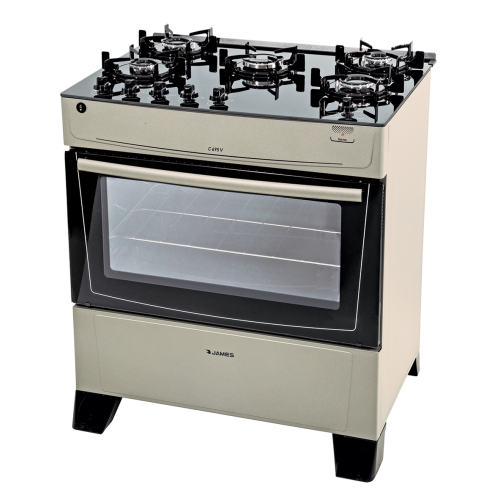 Cocina james supergas mesada de vidrio c-690v blanco 4 hornallas