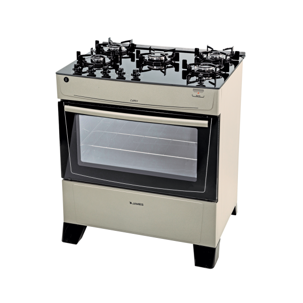 Cocina james supergas mesada de vidrio c-690v blanco 4 hornallas