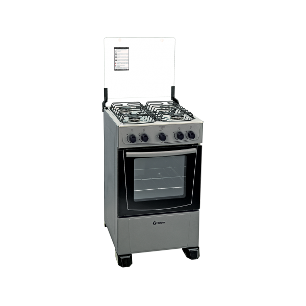 COCINA A GAS 4 HORN THOMPSON CTH1000 COLOR BLANCO ● Mesa en Acero Inoxidable TERMOCUPLA DE SEGURIDAD EN EL HORNO