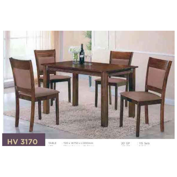 Comedor madera gomero 4 sillas tapizadas hv 3170