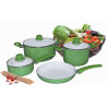 Bateria de cocina cuori verde 7 pzas interior ceramico