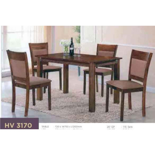 Comedor madera gomero 4 sillas tapizadas hv 3170