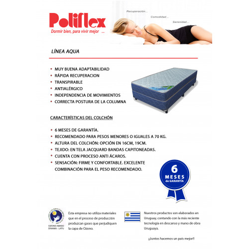 SET COLCHON + BOX 2 PLAZAS POLIFLEX ROMA 140 190 24 D25