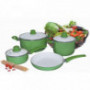 Bateria de cocina cuori verde 7 pzas interior ceramico