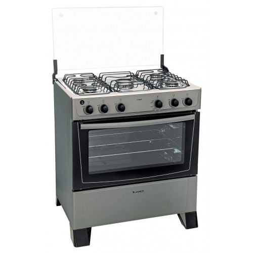 Cocina a gas james 5 hornallas c-150b titanium ● termocupla de seguridad● mesada inoxidable ● quemador central mega llama