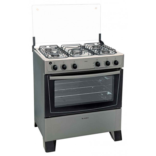 Cocina a gas james 5 hornallas c-150b titanium ● termocupla de seguridad● mesada inoxidable ● quemador central mega llama