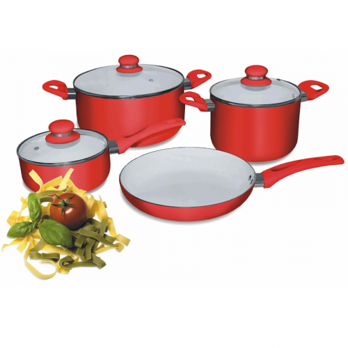 Bateria de cocina cuori fragola 7 pzas roja