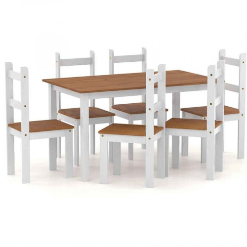 Comedor madera 6 sillas mesa 140 x 80 color blanco gro-4