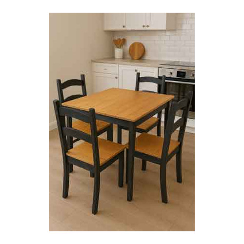 COMEDOR MADERA 4 SILLAS CON NEGRO JC2025-N4