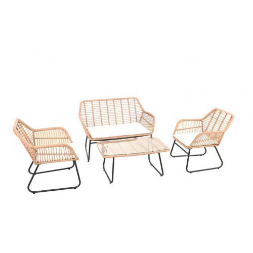 JUEGO DE JARDÍN ACERO Y RATAN ESTILO BAMBU 4 PIEZAS