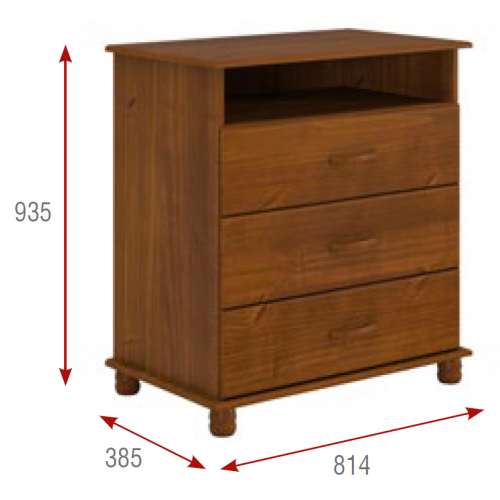 COMODA 3 CAJ CON NICHO ONIX IMBUIA 1712T FINESTRA